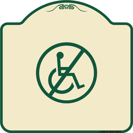 Signmission Designer Series No Handicap, Tan & Green Heavy-Gauge Aluminum Sign, 18" x 18", TG-1818-23846 A-DES-TG-1818-23846